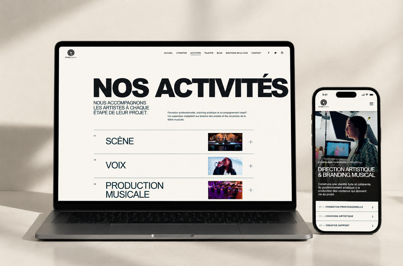 Studio Pereire website desktop and mobile mockup