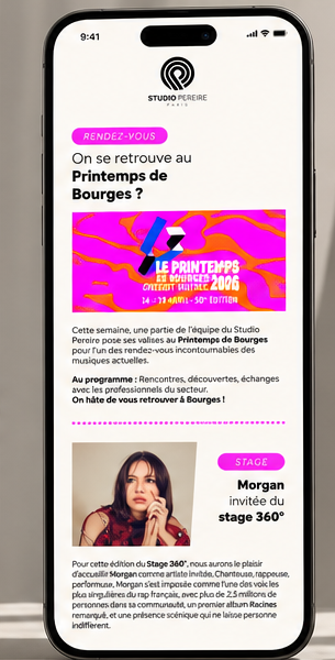 Studio Pereire pink newsletter